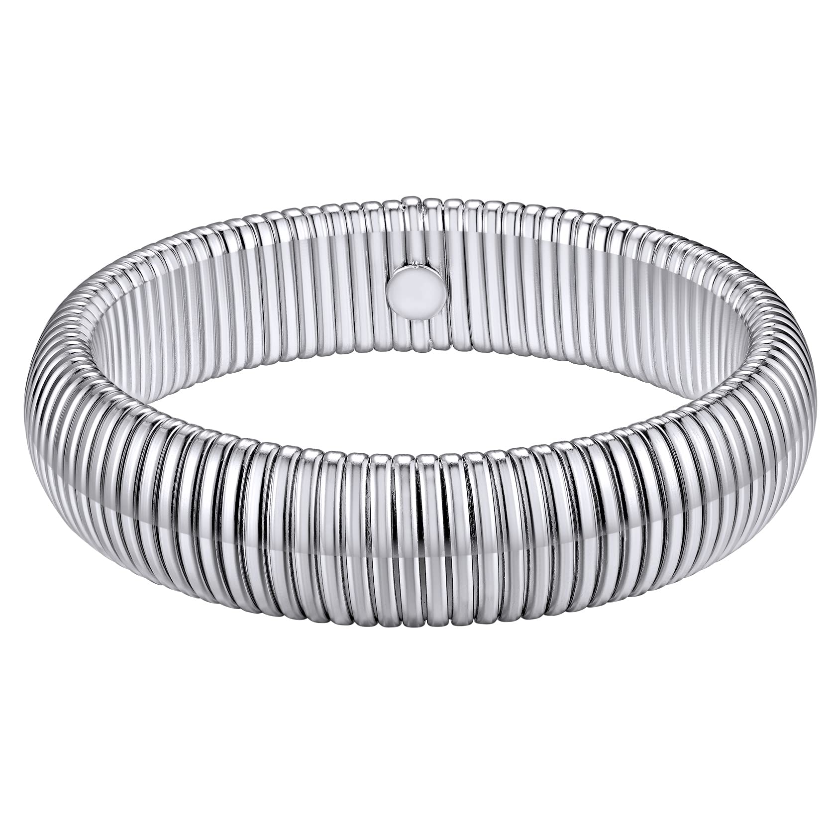 KeyStyleKeyStyle Bangle Bracelets for Women, Stainless Steel Stretch Bracelet Flexible Wide Link Chain Gold Wristband GoldChic Twisted Jewelry, 10mm, 16mm, 20mm