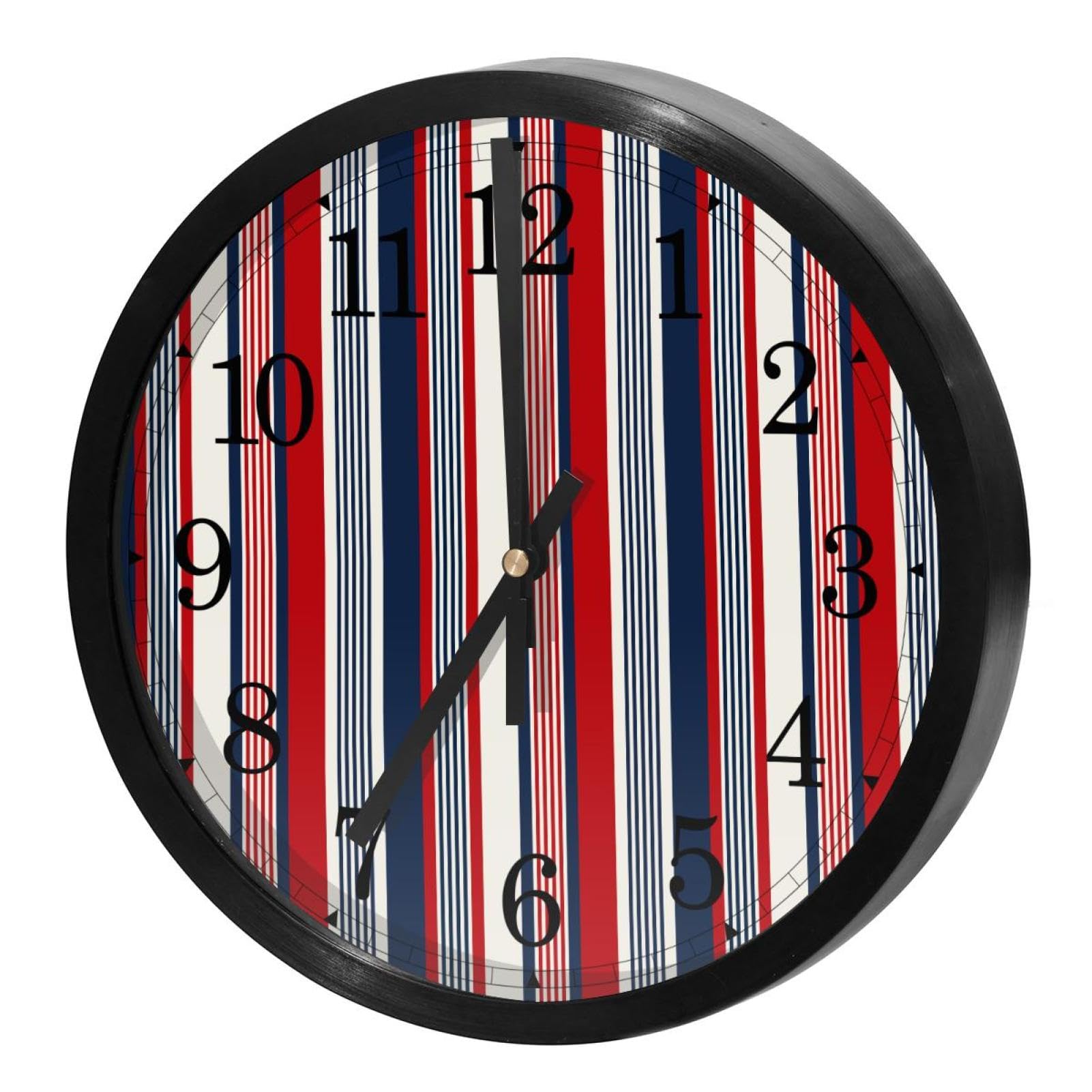 Horloge murale silencieuse à quartz à piles avec de jolies rayures rétro