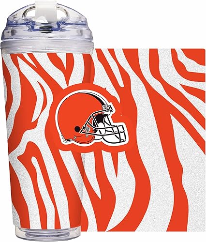 Miniatura 74 de Rico Industries NFL Football Glitter 24 onzas Vaso de purpurina acrílico con tapa con bisagra, Vaso de doble pared oficialmente licenciado