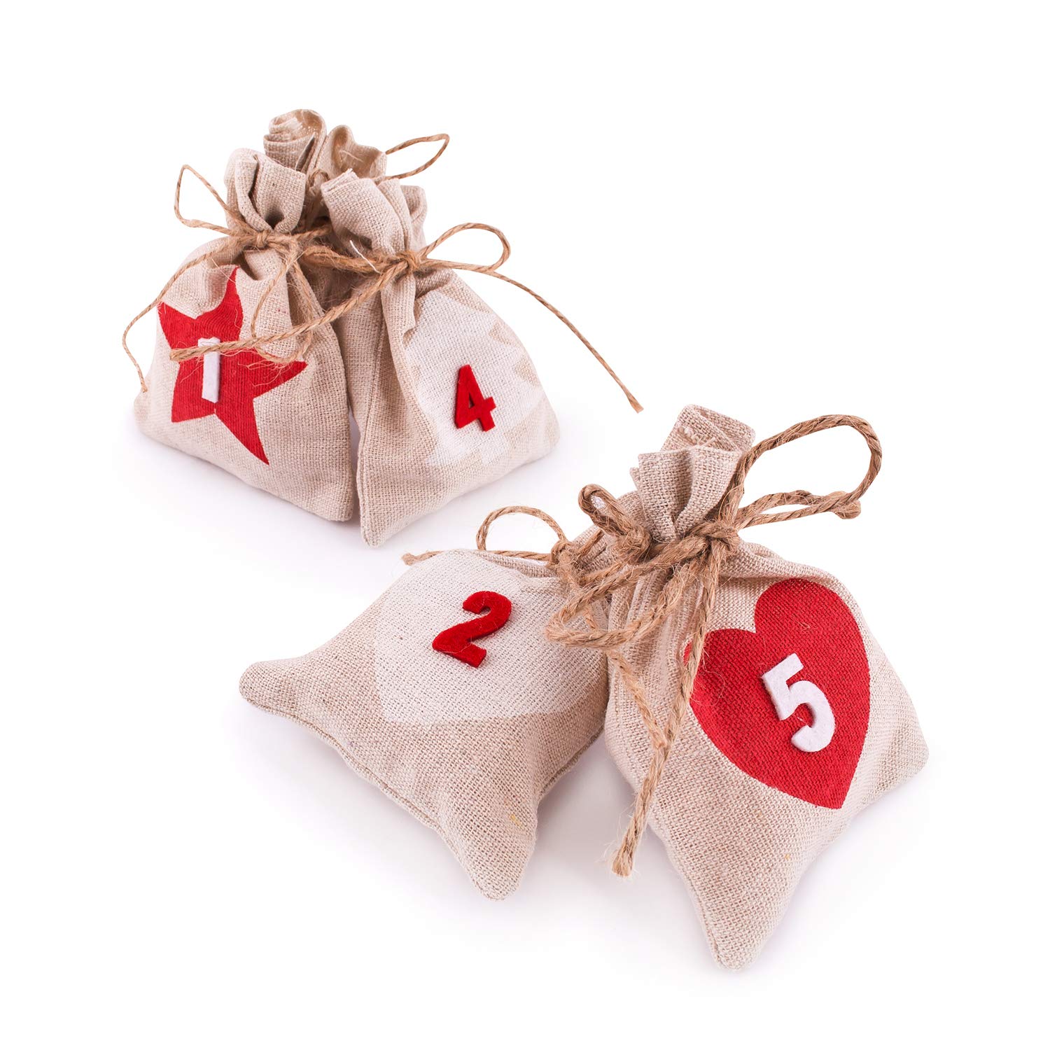 pajoma Advent Calendar for Filling - 24 Jute Bags Natural with Numbers & Cord | Reusable Fabric Bags for Hanging | DIY Christmas Calendar for Filling Yourself