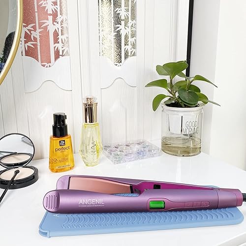 Miniatura 5 de ANGENIL Bolsa de almohadilla de silicona resistente al calor para rizador de viaje, Turmalina titanio cerámica portátil plancha plana, alisador de