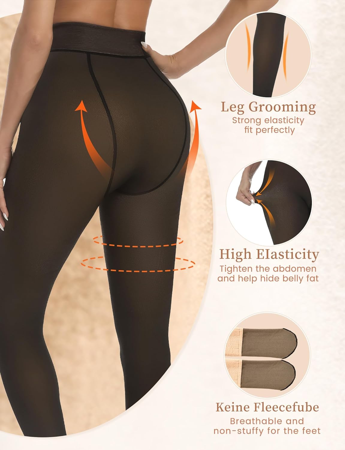 Buauty Fleece Lined Tights for Women Fake Translucent Thermal Leggings High Waist Thick Warm Tights Pantyhose for Winter - Image 4