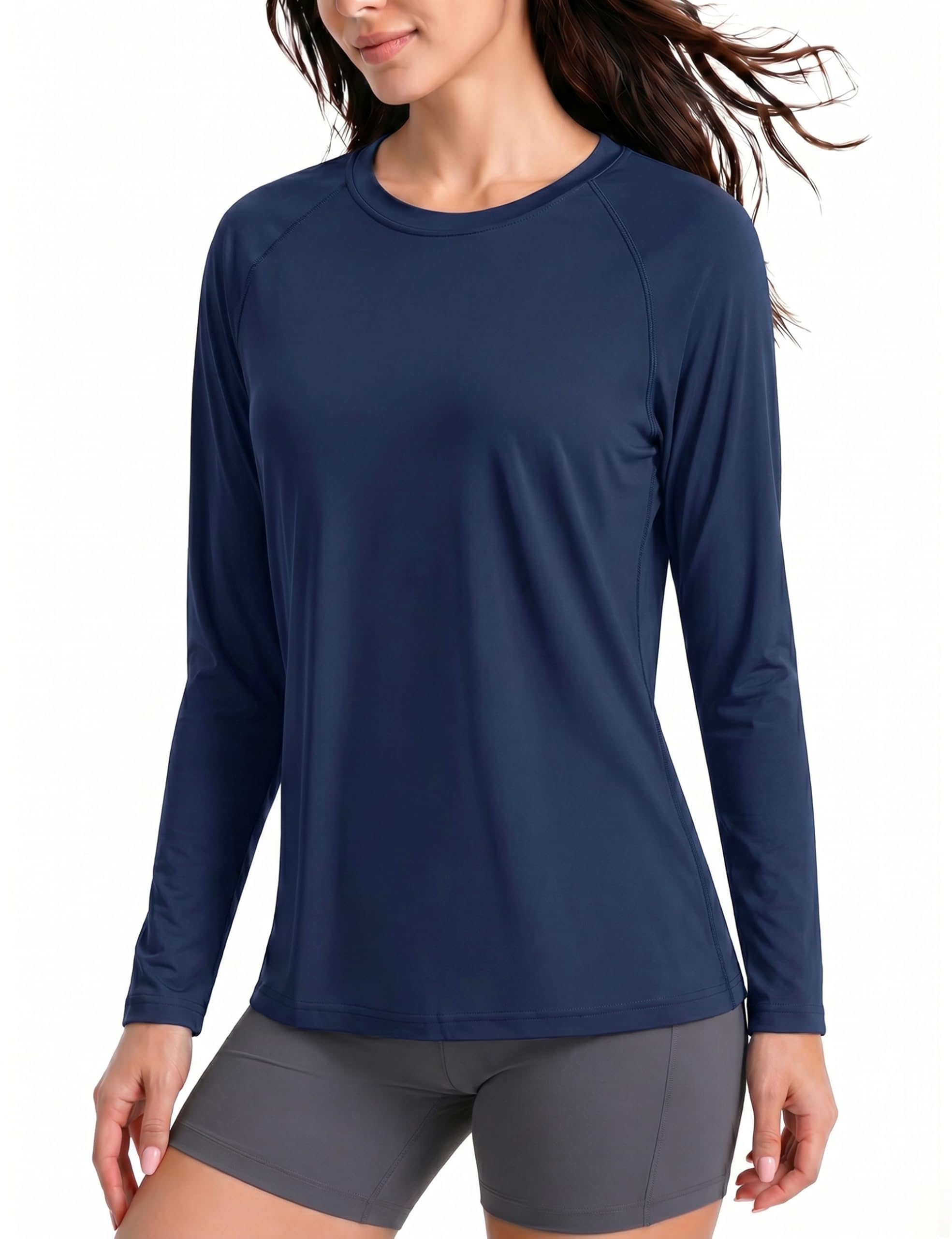 Boladeci Camisetas para el sol para mujer, protección UV UPF 50+, manga larga, protección contra erupciones, secado rápido, ligeras, para entrenamiento, natación, camisetas