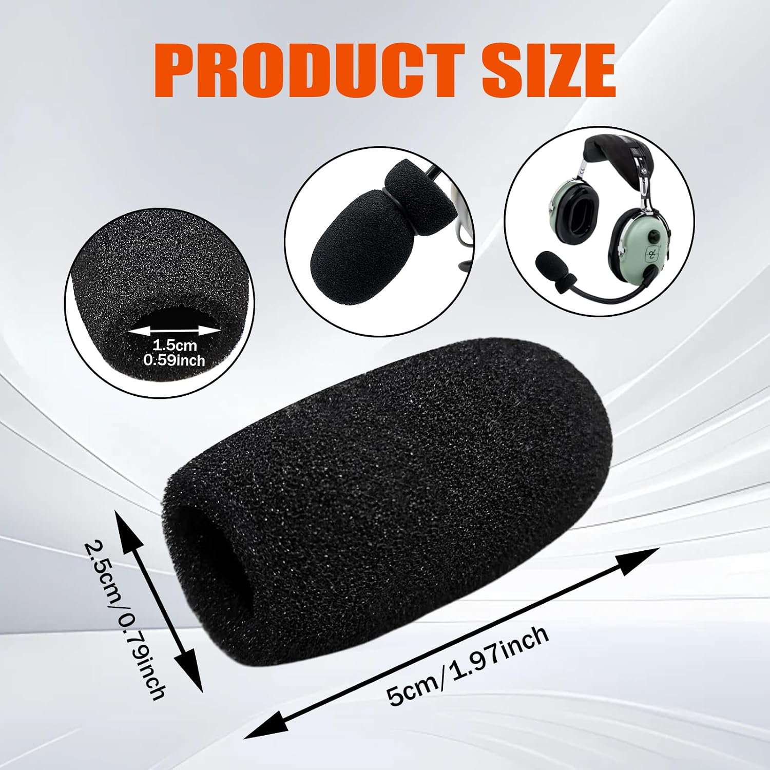 General Aviation Headset Pilot Headphone Headphone Mic Covers Foam with Rings(10Pack)