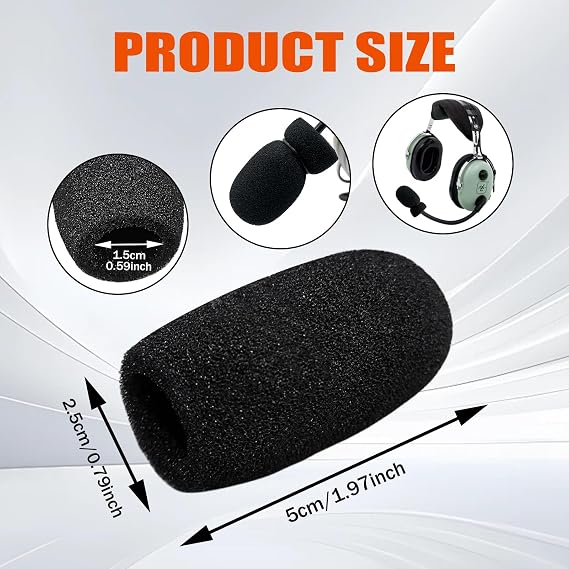 General Aviation Headset Pilot Headphone Headphone Mic Covers Foam with Rings(10Pack)