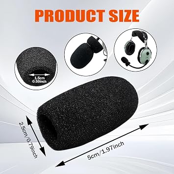 General Aviation Headset Pilot Headphone Headphone Mic Covers Foam with Rings(10Pack)