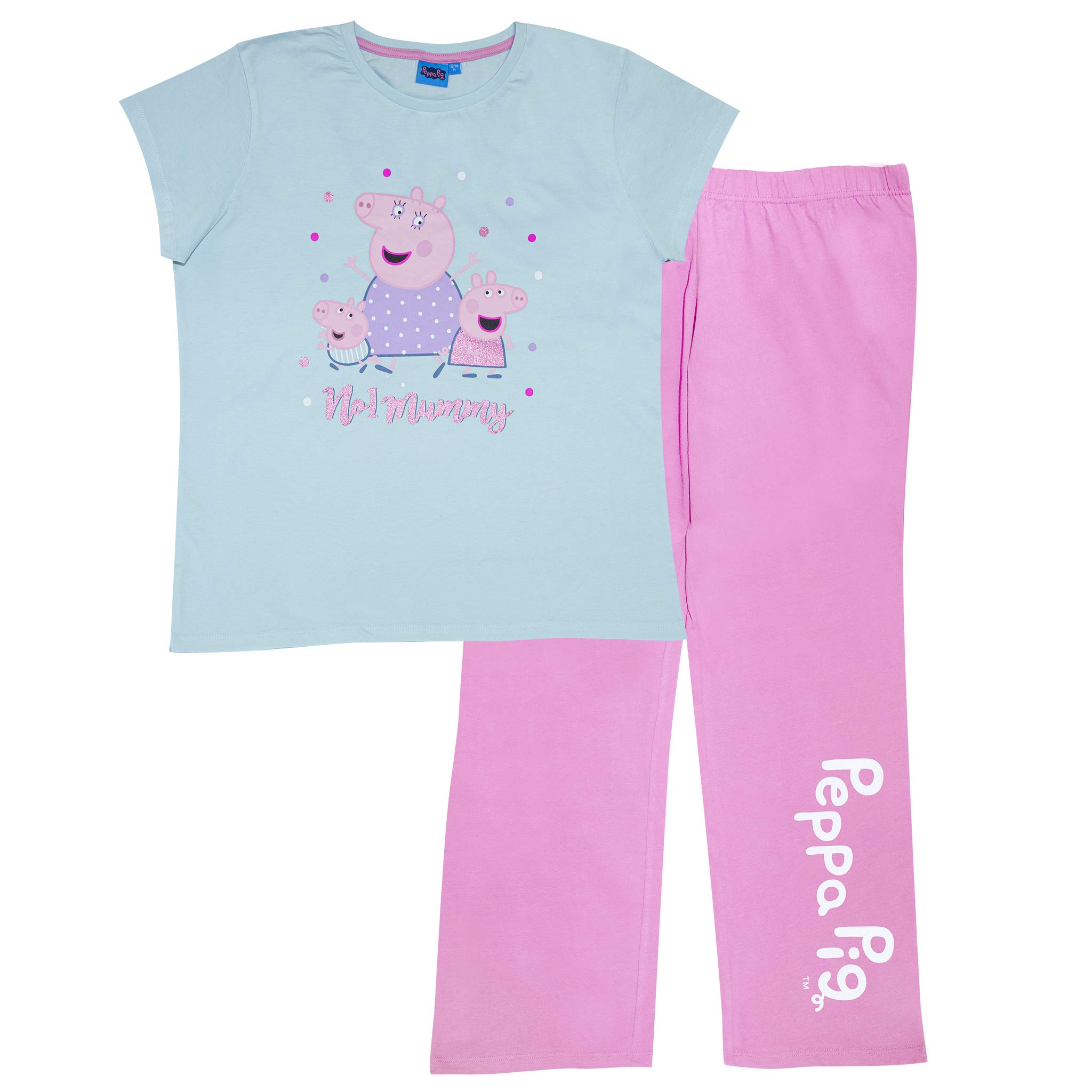 PopgearWomen's Peppa Pig Number 1 Mummy Women's Long Pyjamas Set Pale Blue/Pink pajama-sets