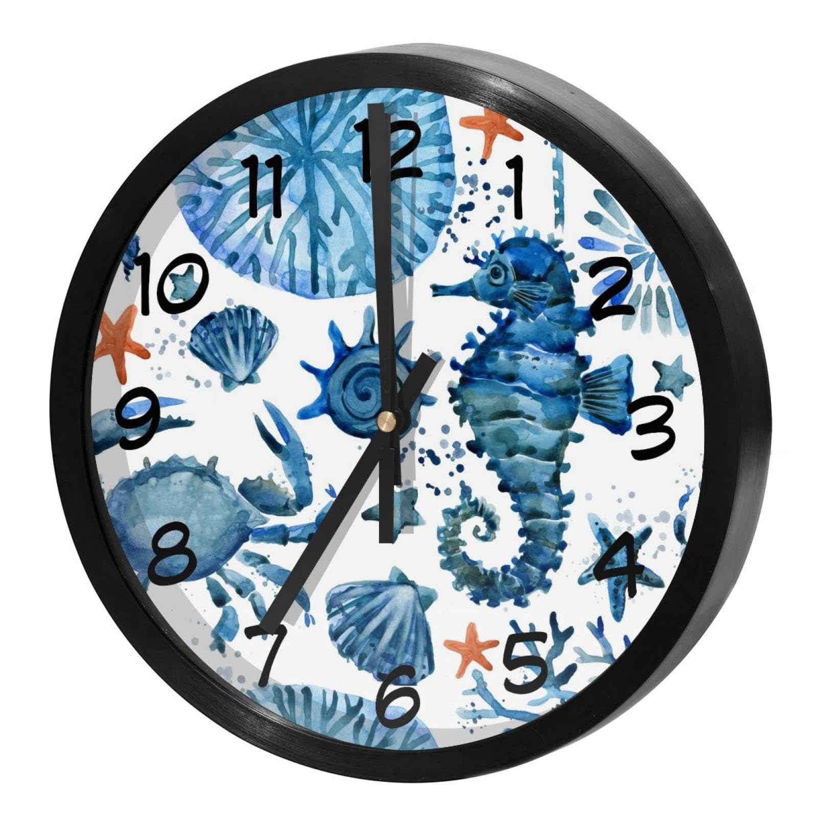 Horloge murale sans tic-tac pour chambre enfant motif hippocampe