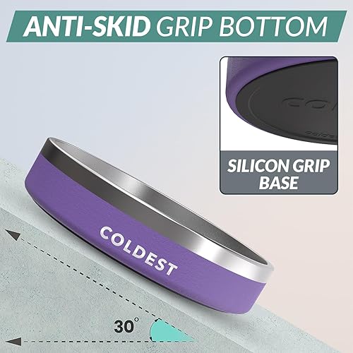 Vista 90 de Coldest Cuenco de metal antioxidante, antideslizante, 3 capas aisladas, acero inoxidable, perro, gato, mascota, antiderrames, sólido, para agua