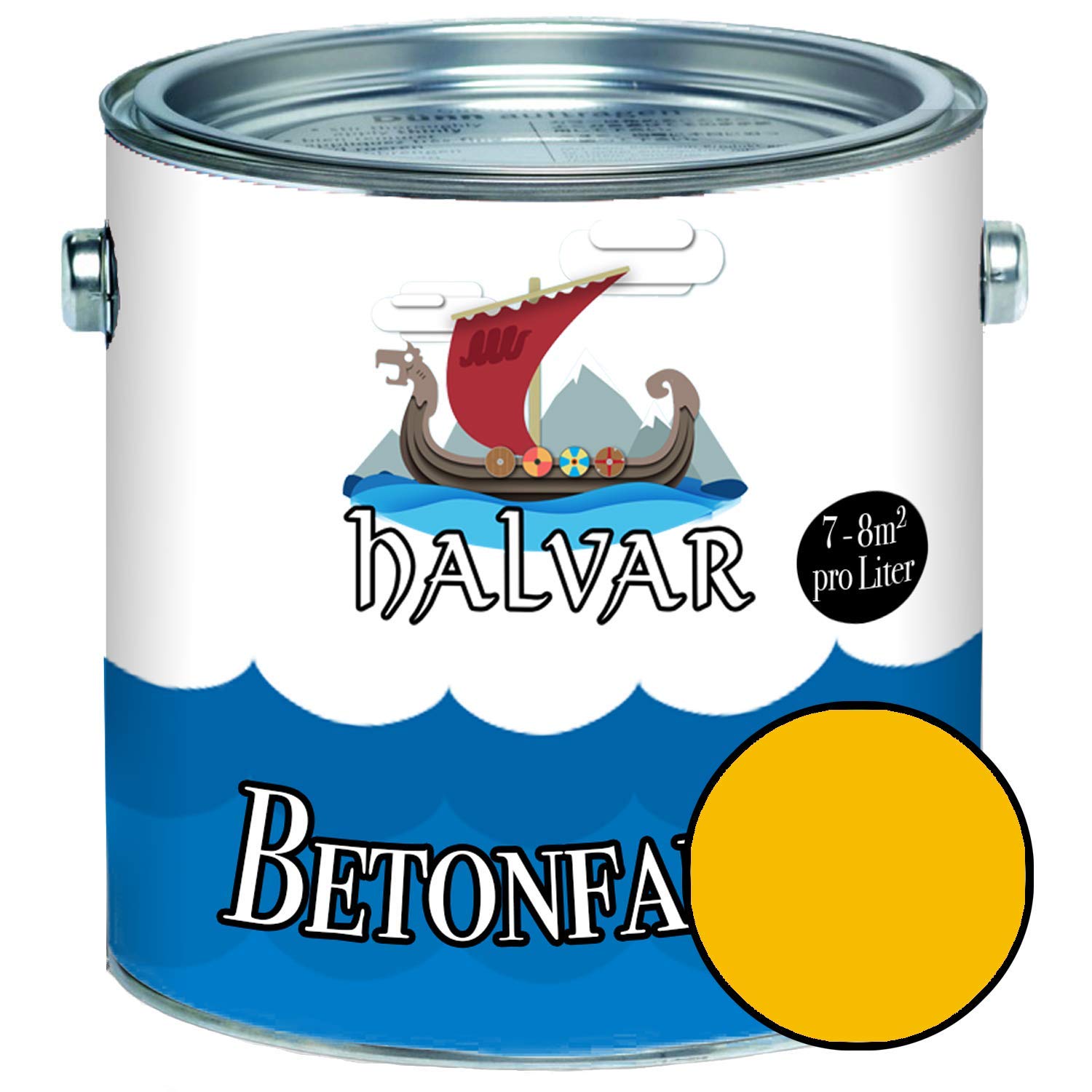 Halvar Betonfarbe/Bodenbeschichtung SEIDENMATT Gelb RAL 1000-1037 Fassadenfarbe (5 L, RAL 1023 Verkehrsgelb)