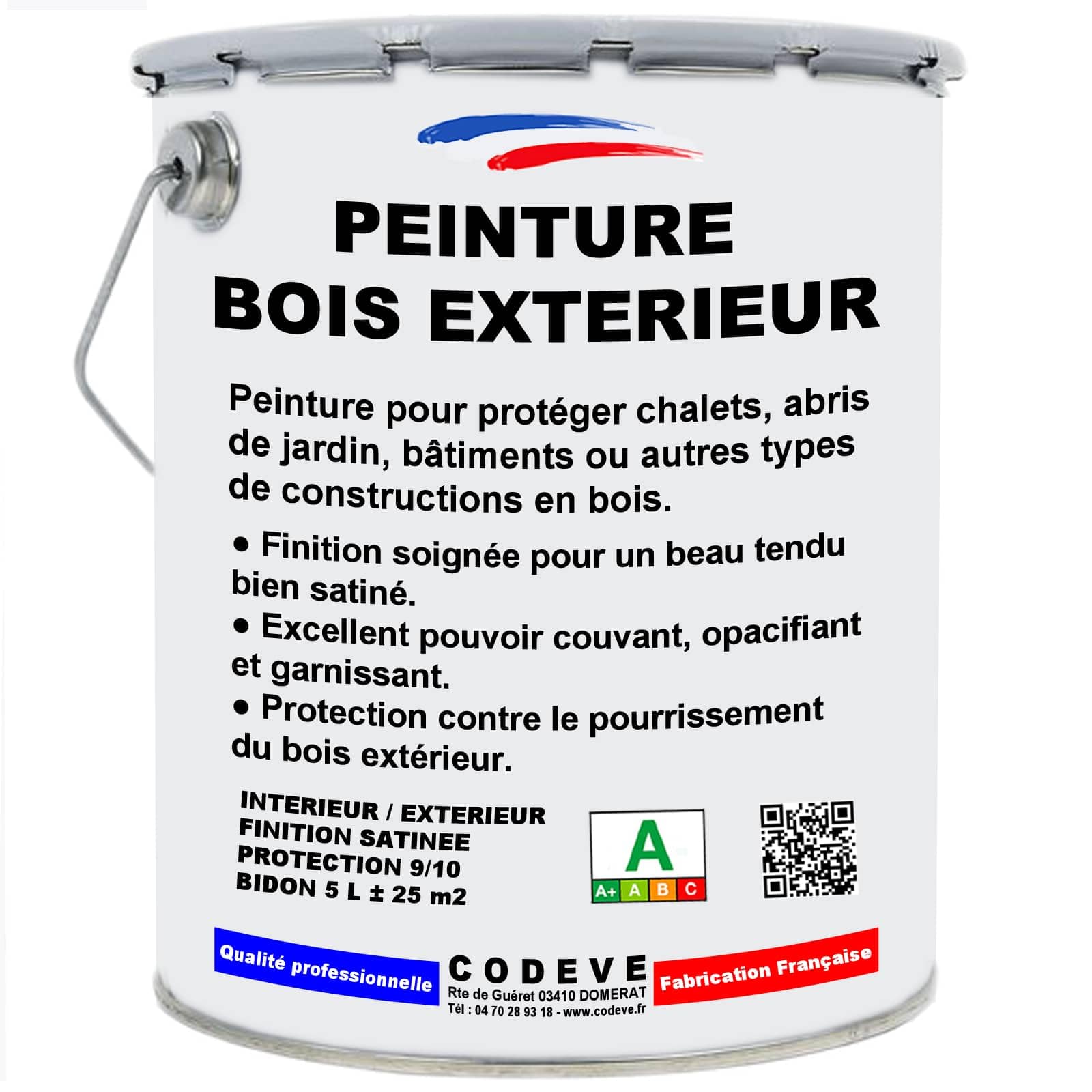 Peinture Bois Exterieur - Codeve Bois/RAL 7015 - Gris ardoise - 5L - Intérieur/extérieur - Extérieures Pour La Protection D'un Chalet, Abri, Garage, Cabane.