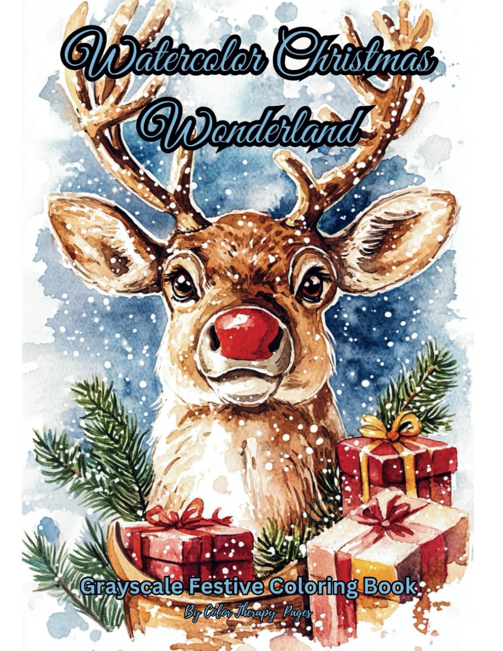 Watercolor Christmas Wonderland: Grayscale Festive Coloring Book: 101 Vintage Coloring Pages for Teens, Adults and Seniors| Stress Relief Nostalgic Christmas Scenes