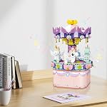 Music Box Building Toys, Rotating Carousel DIY Building Block for Girls and Boys 6-12 Years Old, 874 pcs, STEM Construction Toy Birthday for Adults and Aged 8 9 10 11 12 Kids
