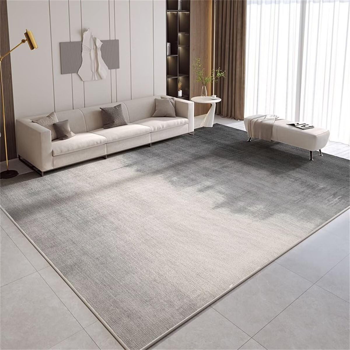 Tapis molleton gris 130x190cm rectangulaire design abstrait salon couloir chambre