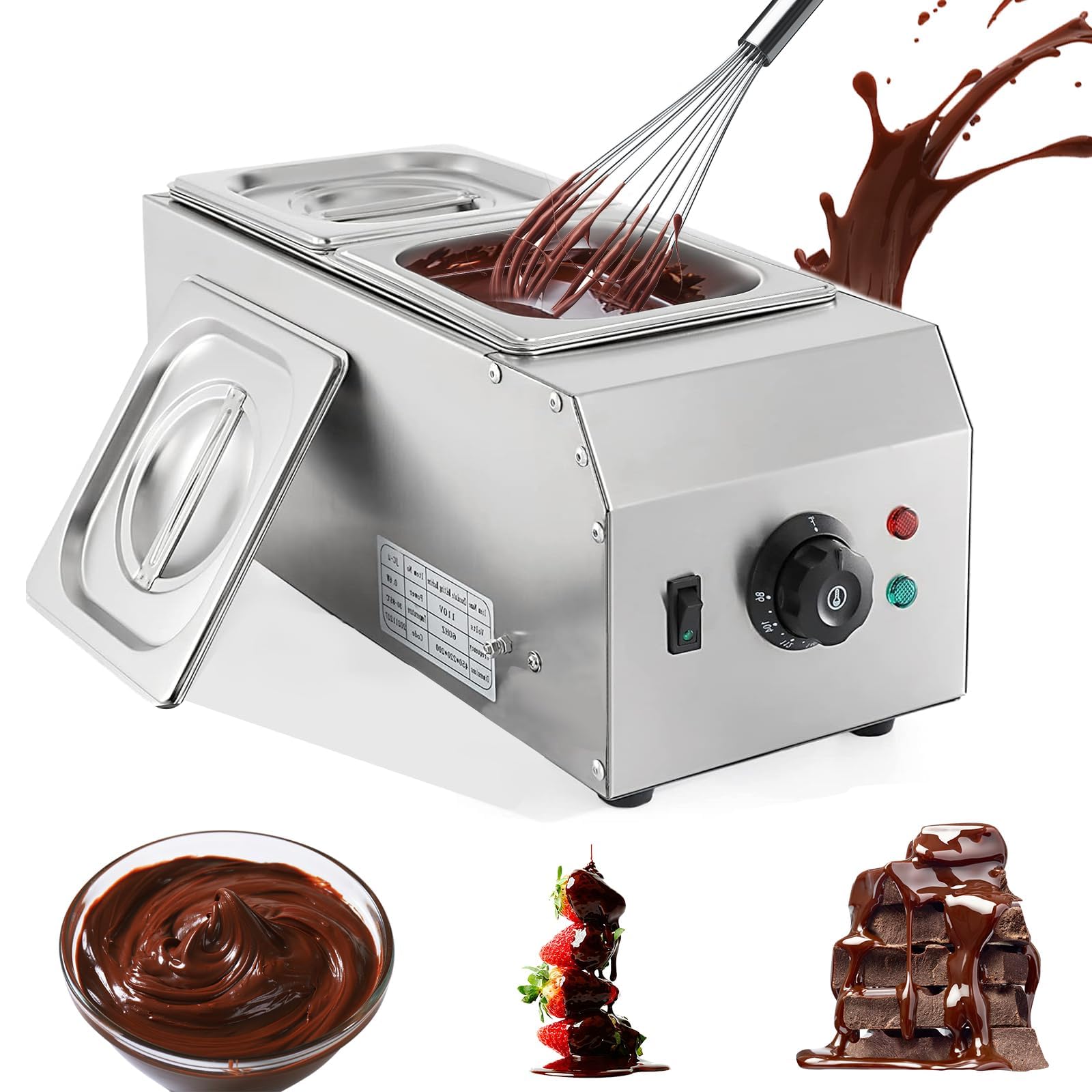 Melting Pot Cioccolato, Temperatrice per Sciogliere Cioccolati, con Controllo della Temperatura per Crema, Latte, Caffè, Formaggio e Panificazione Applicazioni