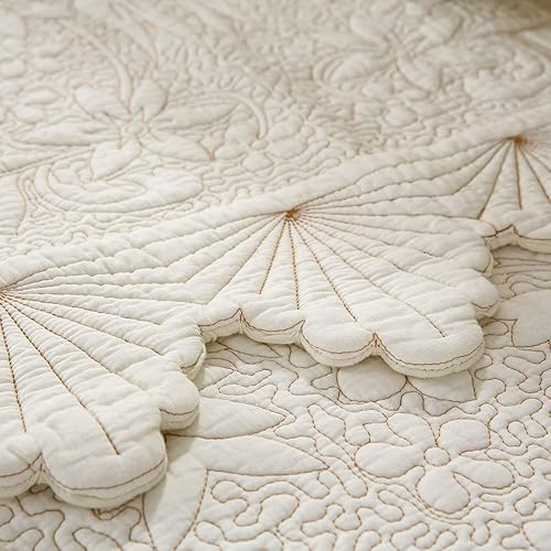 Miniatura 8 de Funda de sofá de algodón con bordado de hojas y flores, antideslizante, acolchada, protector de muebles para perros, niños y mascotas, lavable a