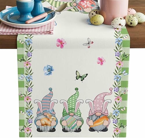 Easter Table Runner Gnome Spring Table Runners 72 Inches Long Happy Easter Eggs 
