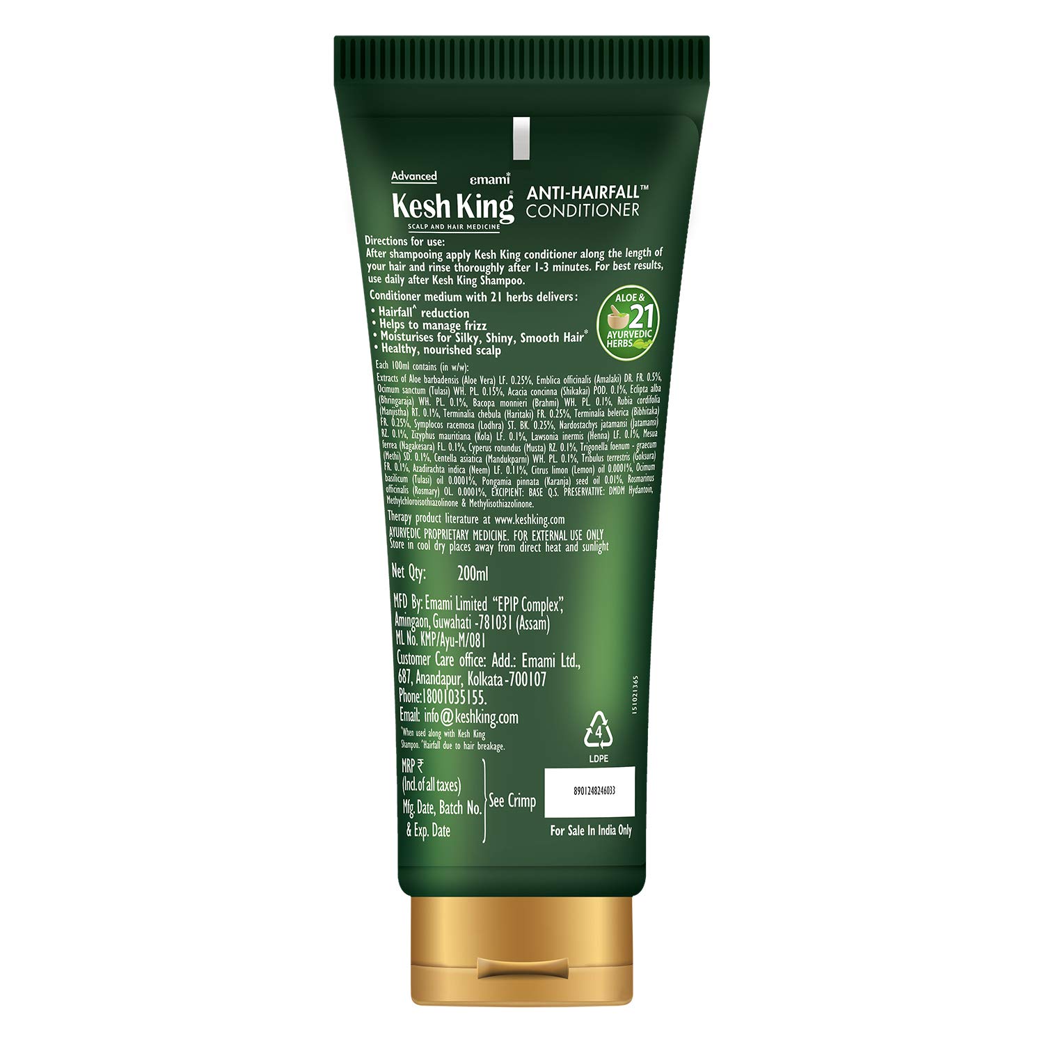 Kesh King Scalp and Hair Medicine Anti-Hairfall Conditioner, 200 ml & Kesh King Anti Hairfall Shampoo with Aloe and 21 Ayurvedic Herbs for Silky Shiny Smooth Hair, 340ml 1
