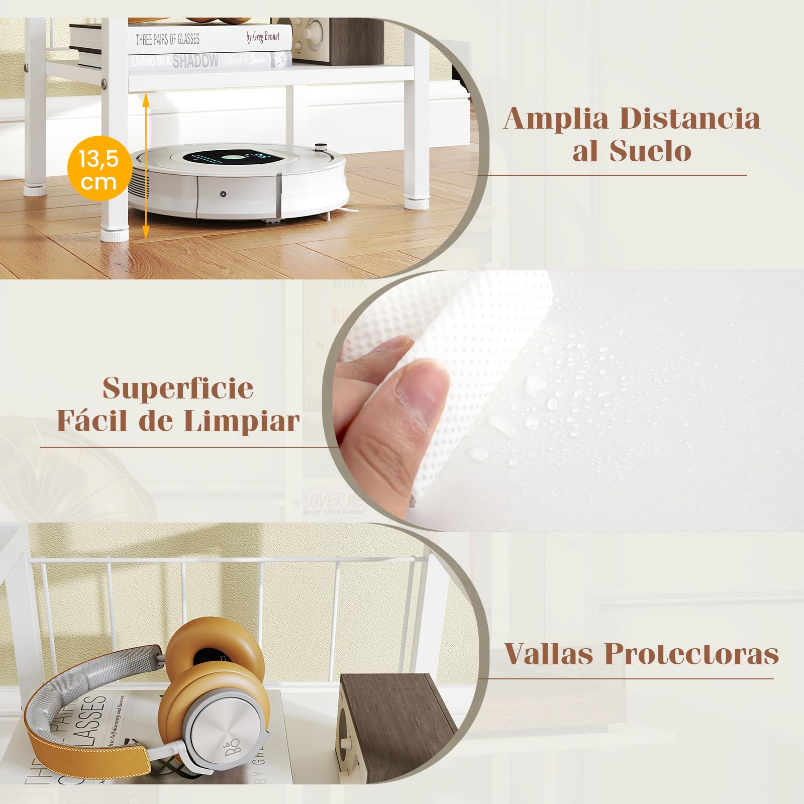 GOPLUS Soporte para Tocadiscos con Almacenamiento de 5 Niveles, Estantería Organizador para Vinilos con Juegos Antivuelco, Soporte para Tocadiscos con 3 Estantes para Discos de Vinilo (Blanco)