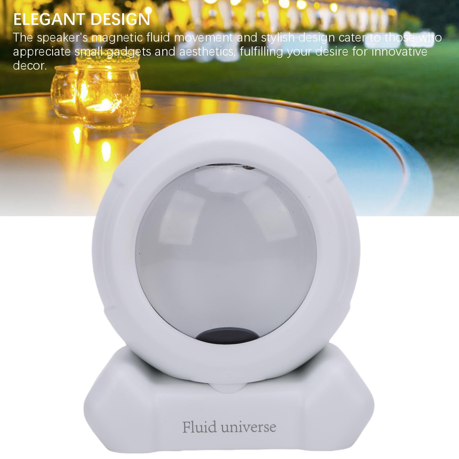Luocute Output Magnetic Fluid Lautsprecher, Clear Sound Ferrofluid Music Visualizer, Ideal für Home Office, Stilvolles Design mit Integrierten Lautsprechern für eine (White)