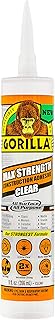 Gorilla Max Strength Construction Adhesive, Clear Glue, 9 Ounce Cartridge (Pack of 1) - Gap Filling and Waterproof