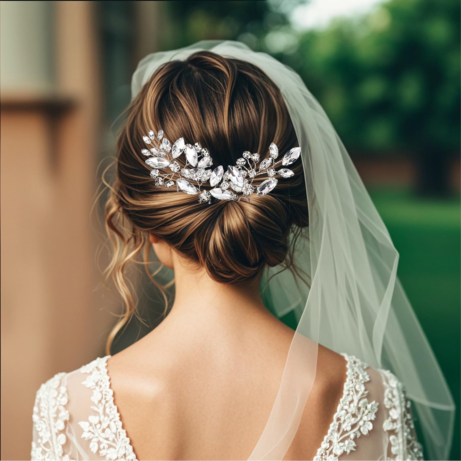 Set di 10 forcine per capelli da sposa, in argento, con strass, squisiti stili di cristallo, per matrimoni, feste, damigelle d'onore, ragazze