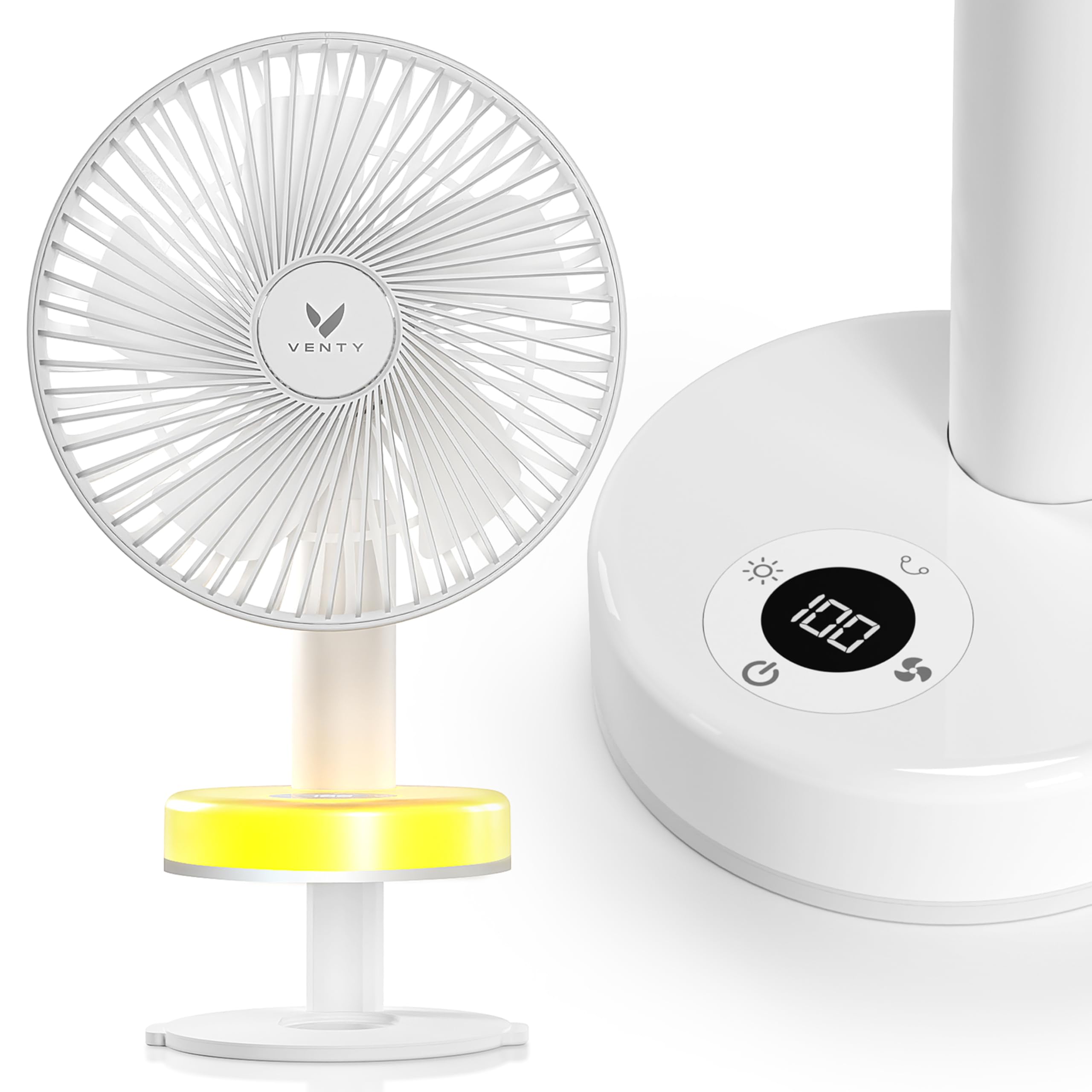 VENTY Portable Clip Fan - Rechargeable 10-Hour Battery With 360° Rotation & Aromatherapy