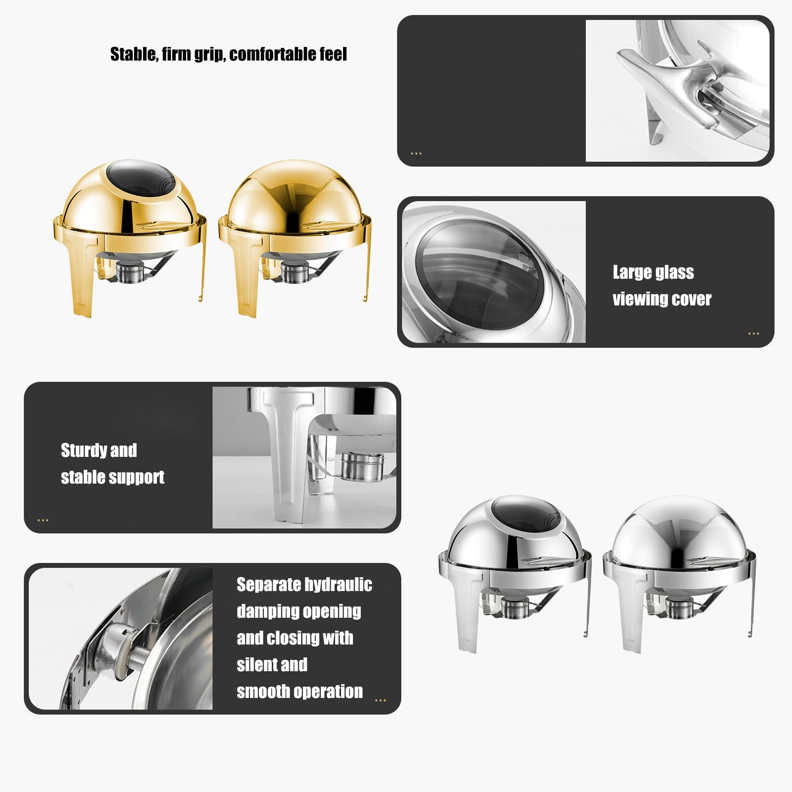 Estufa de buffets eficientes de 6 L, redonda, de acero inoxidable, reduce el consumo de energía al calentar banquetes de alimentos, calentador de alimentos