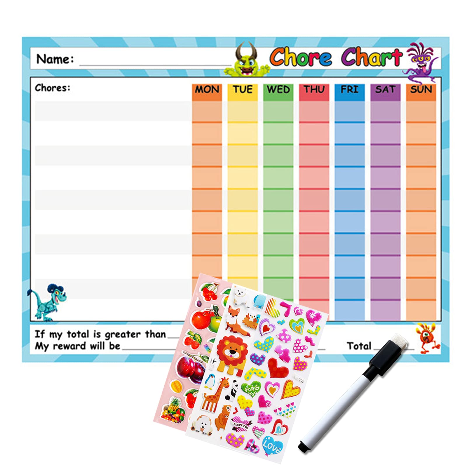 Buy Behavior Chart for Kids at Home, Reward Chart for Kids, Three