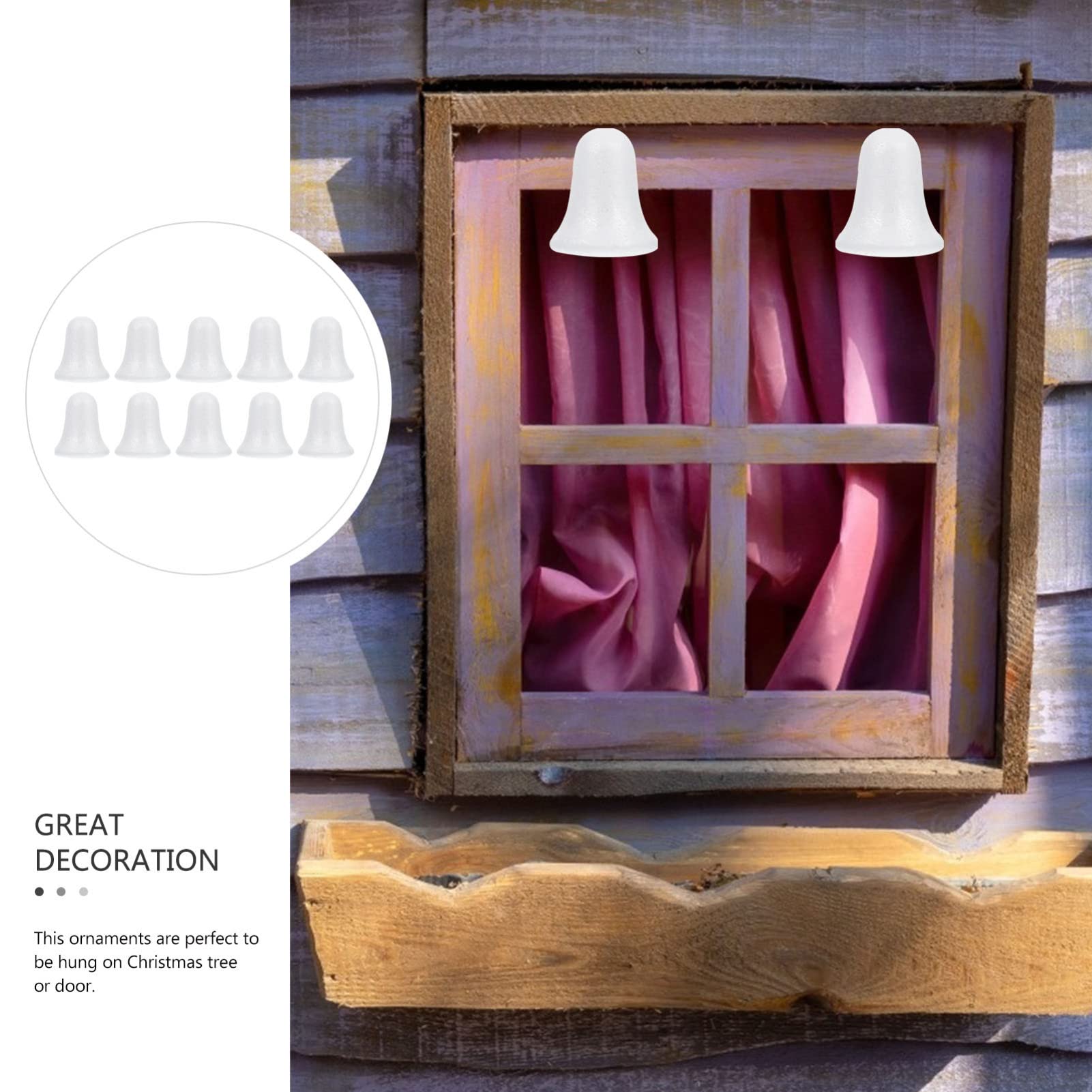 Christmas Bell, 10pcs Christmas DIY Foam Bell Jingle Bell Foam Ornaments Christmas Tree Hanging Balls for Christmas DIY Craft Supplies 9CM