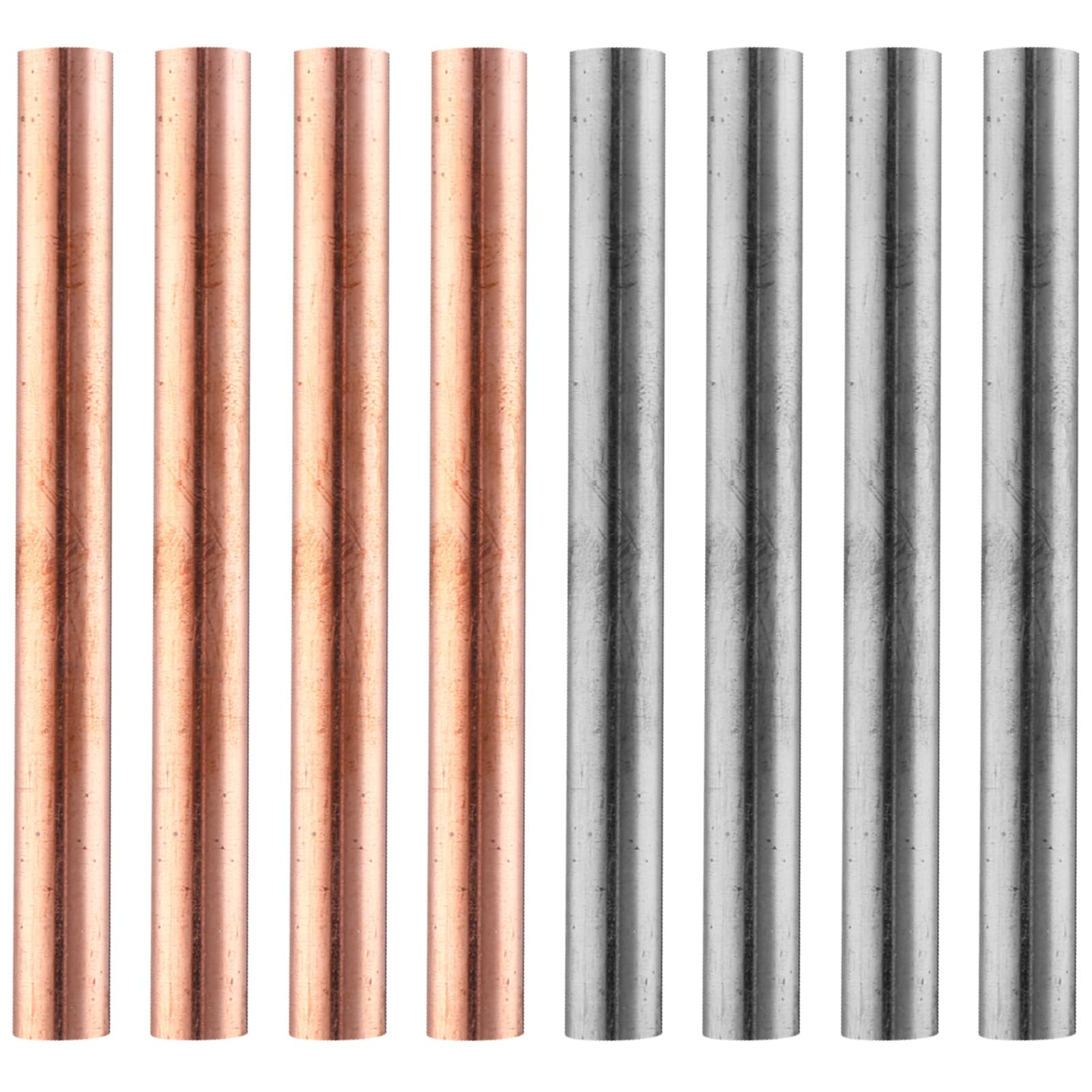 Yaocom 8 Pcs Pure Copper Zinc Rods 99.995% High Purity Solid Copper Zinc Bar 3.94 x 0.39 Inch Bare Cu Zinc Metal Rod for School Scientific Experiment Research Metal DIY Craft Hobbies