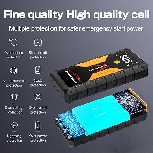 Miniatura 7 de Batería portátil de arranque de coche de 12 V con cables de refuerzo, cargador de energía de emergencia para automóviles, camiones, SUV (hasta 8.0L