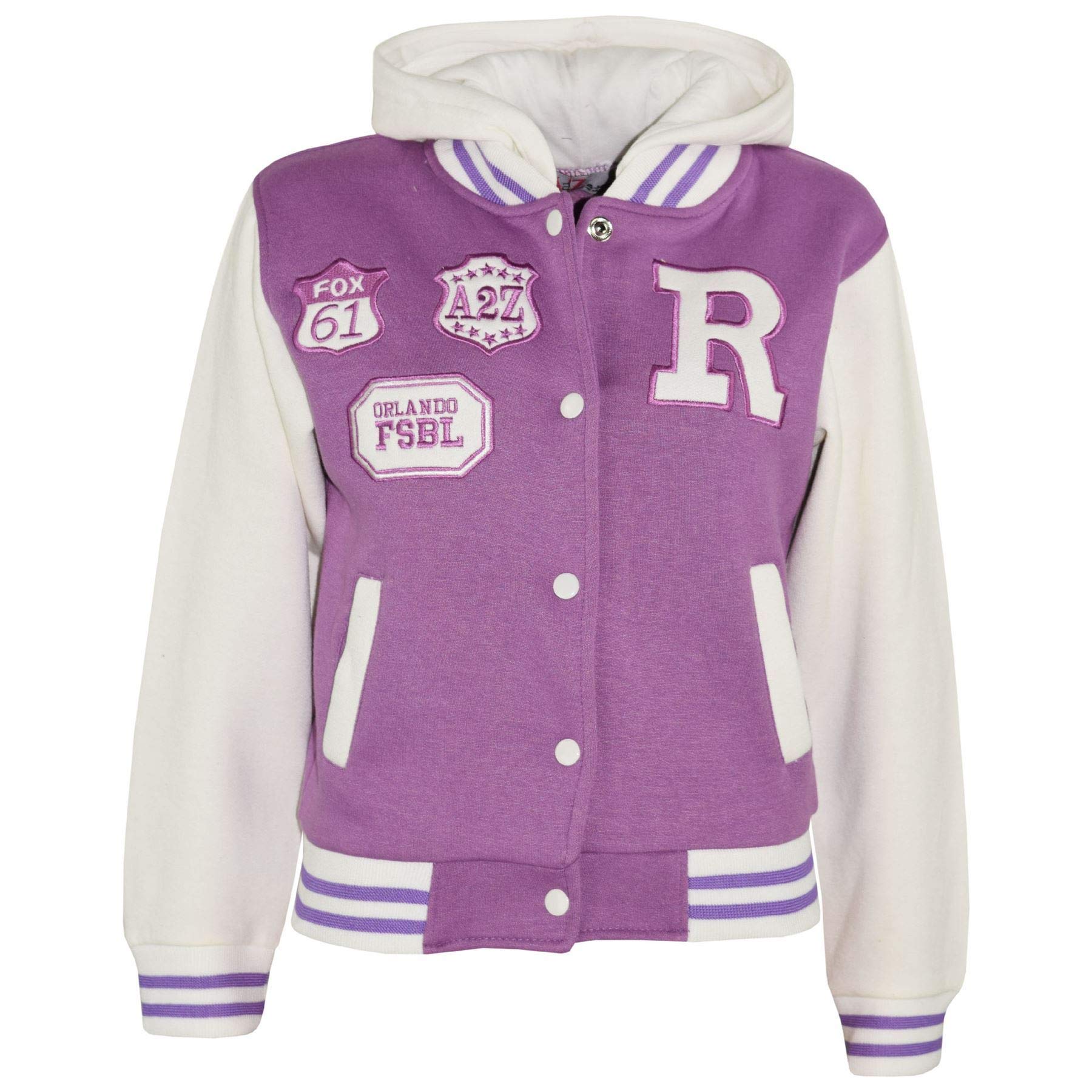 A2Z 4 Kids Unisexe B.B Encapuchonné R Mode FOX Varsity Veste Baseball Style Manteau Longue Manches Nouveau Décontractée Mode Filles Garçons Nouveau Âge 2-13 Ans