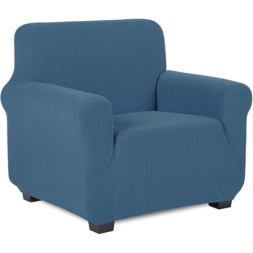 TIANSHU Stretch Armchair Cover Chair Cover for Living Room, Durable Armchair Slipcover, 1 Cushion Chair Cover Sofa Cover for Armchair, Stay in Place Furniture Slipcover for Pet (Chair, Denim Blue)