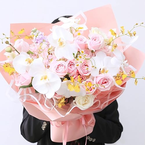 Miniatura 3 de HinyoCo 24 piezas de decoraciones de orquídeas artificiales de poliuretano de tacto real, cabezas de orquídea falsas, cabezas de flores falsas para