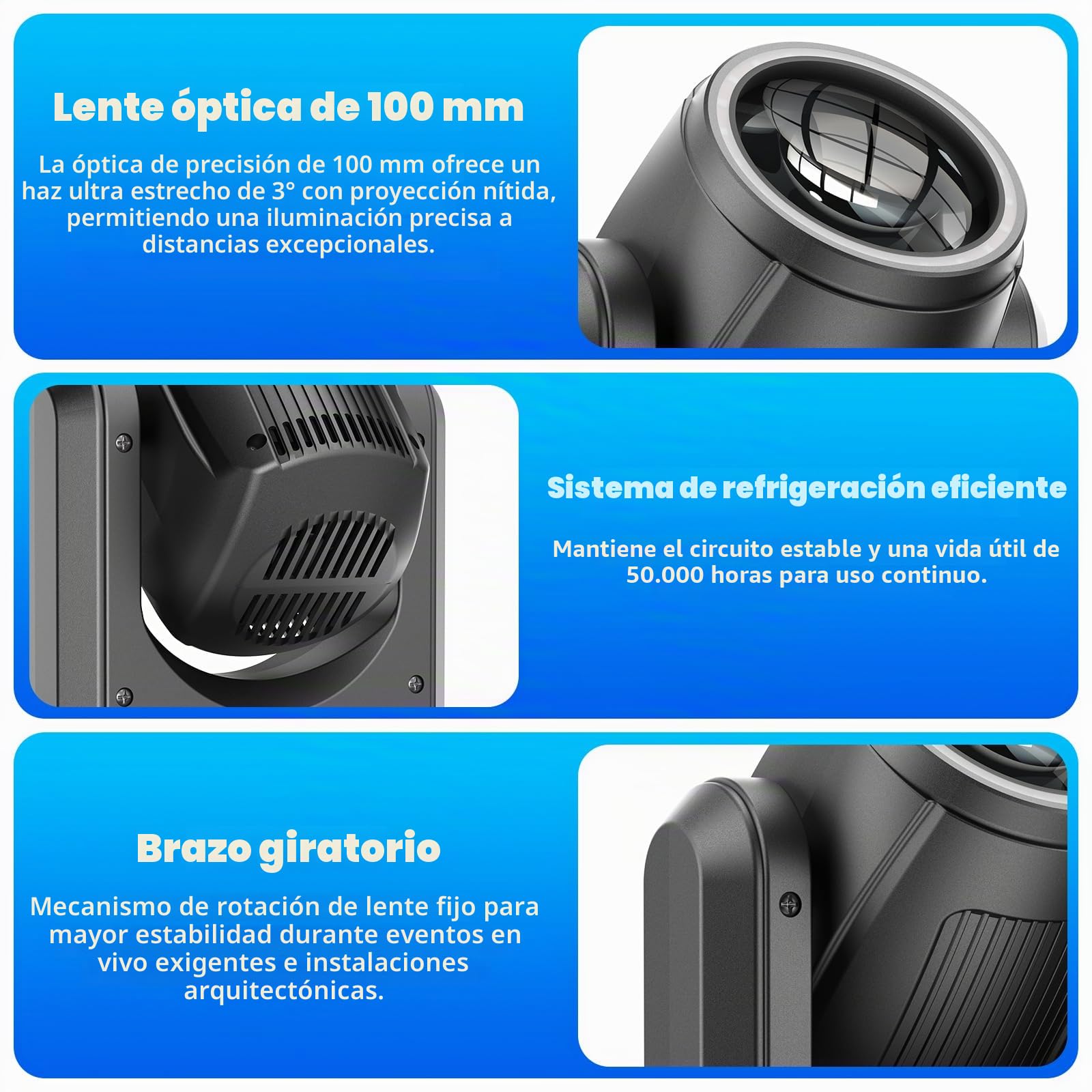 150W Cabeza Móvil LED Focos móviles para iluminación de escenarios mit 8 Gobo 18 Prisma DMX512 Control para discoteca, fiesta, boda, Navidad, Halloween