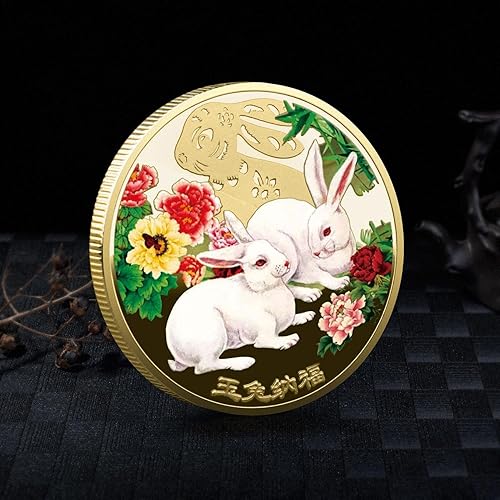 Miniatura 2 de Monedas de conejo de año nuevo chino 2023 decoración de año del conejo del zodiaco chino para dinero felicidad buena suerte salud riqueza paz