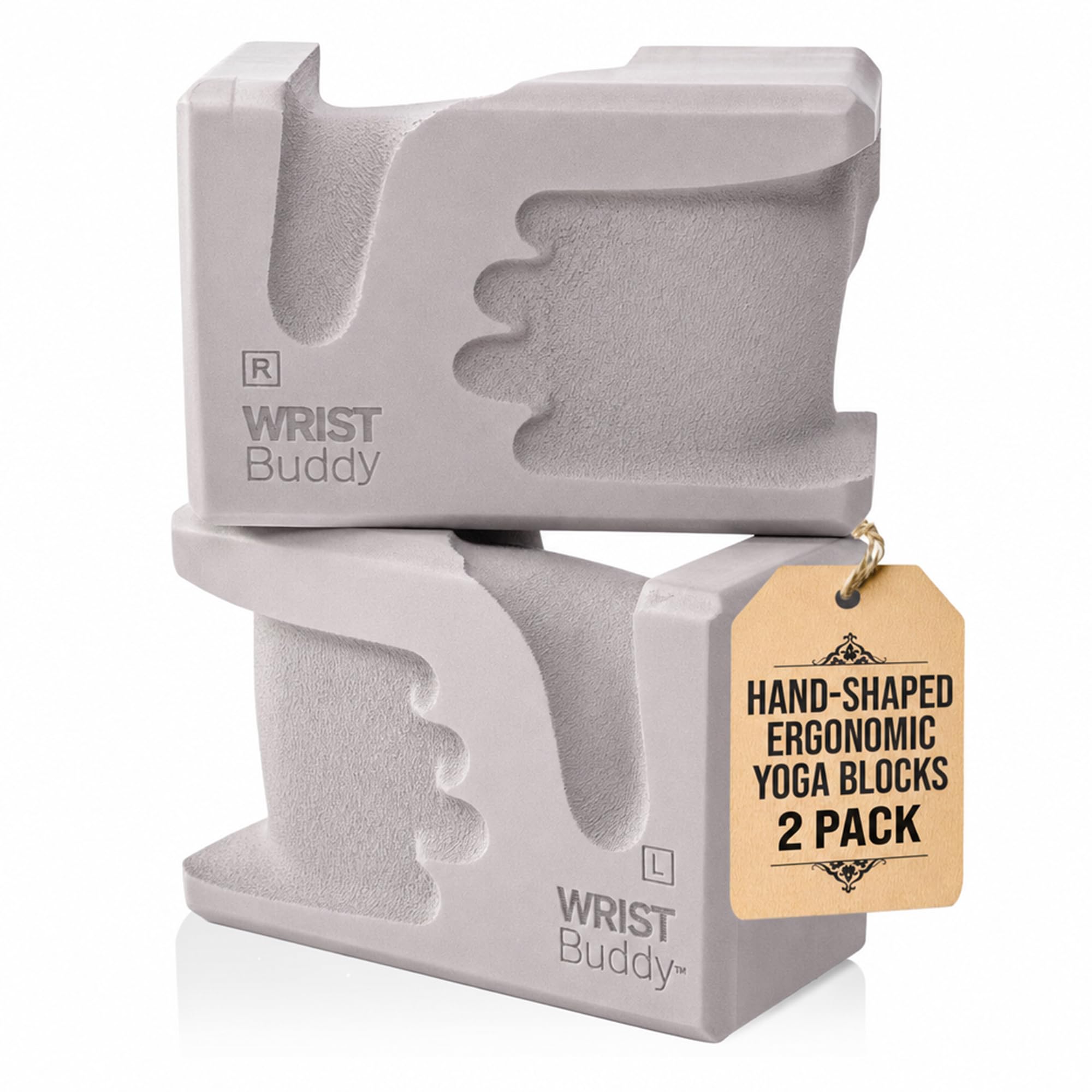 Wrist Buddy Yoga Block 2 Pack Pair (Gray), 9x6x4 IN (WB-Version-Stnd007)