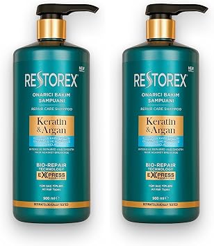 Restorex Keratin & Argan Onar c  Sa  Bak m  ampuan  900 Mililitre, Y pranm  ve Hasar G rm  Sa lar 2 paketi