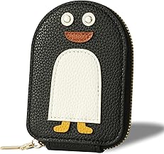Card Holder Wallet for Women | Cute Penguin Design Slim Girls Wallet with 11 Card Slots | Faux Leather Small Purse with Zipper | Pocket & Bag Friendly Gift (MultiClolor)