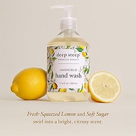 Deep Steep Liquid Hand Wash, Limoncello, 17.6 oz - Moisturizing Cleanser with Olive Oil, Aloe Vera, Glycerin & Hyaluronic Acid - Vegan, Clean Beauty, Soft & Nourished Hands