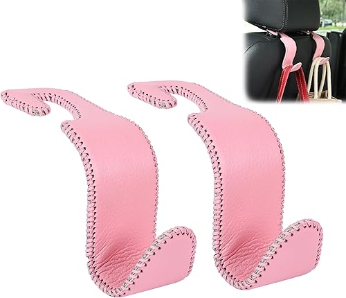 Miniatura 14 de Amooca Gancho universal para reposacabezas de asiento de automóvil, colgador de cuero con metal para asiento de automóvil, organizador para bolso