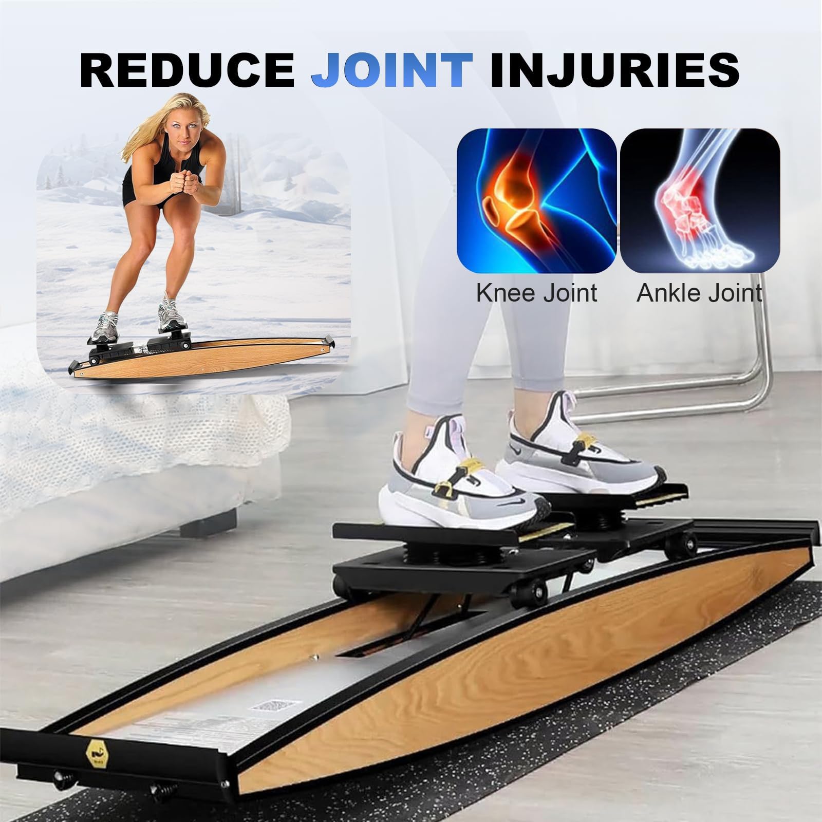 Ski-Trainingsgerät, Professioneller Skitrainer Für Das Ganzkörpertraining, Schnee-Ski-Simulator für das Fitnessstudio zu Hause, Gleichgewichtsgerät, 150 Kg Belastbarkeit