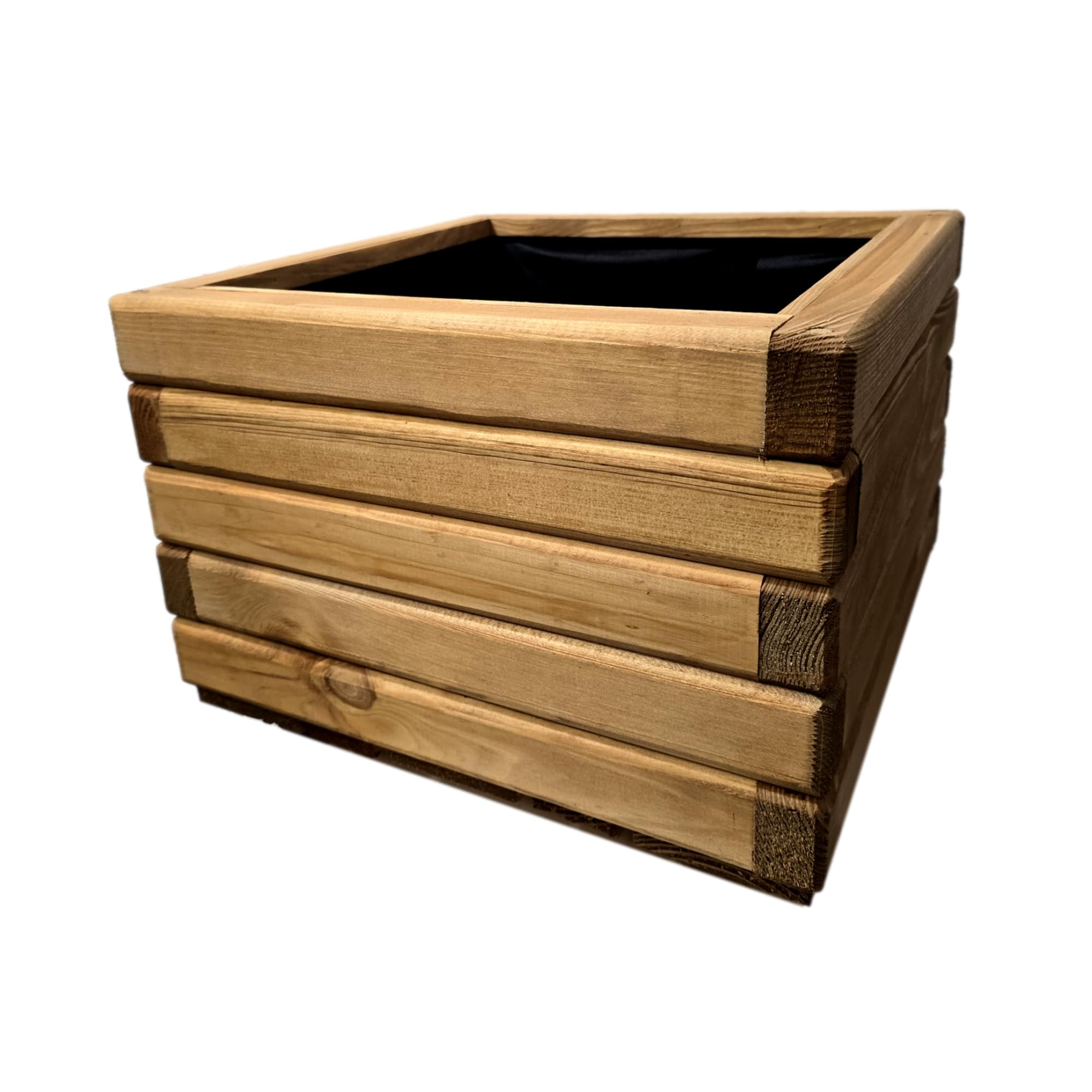 Jardinera de Madera con Fieltro 40x30x40 cm Madera Maciza Impregnada Color Pino Macetero Exterior para Jardín Balcón y Terraza Resistente a la Intemperie 29L Macetas Decorativa