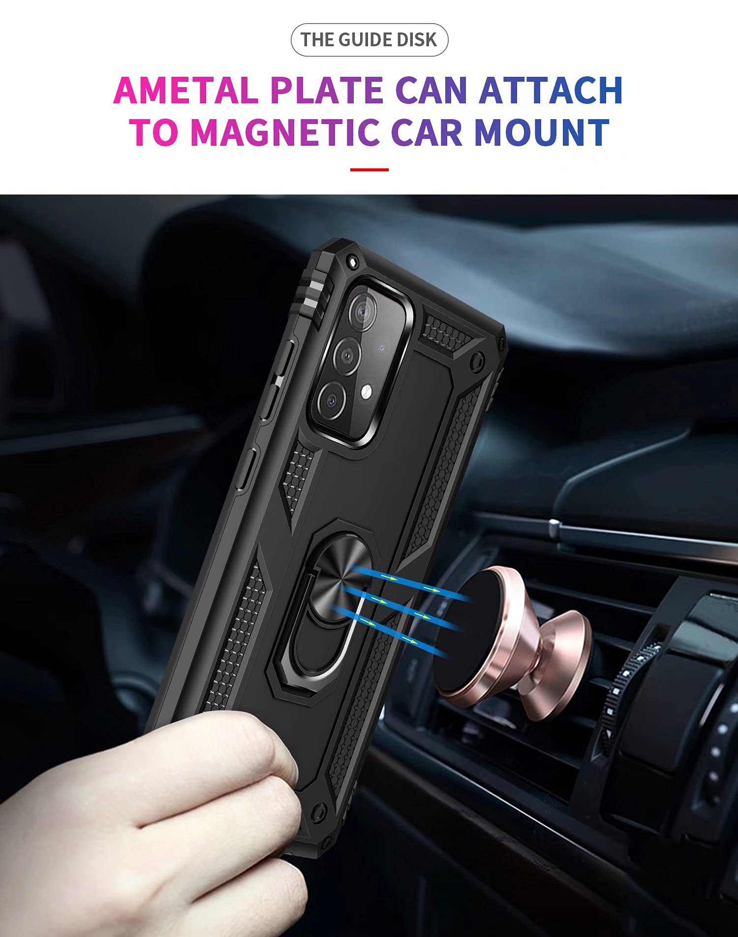 Custodia Protettiva Per Nothing Phone (1) Con Anello Girevole 360° - Cover Antiurto In TPU Morbido E PC Rigido, Antiscivolo, Colore Nero - 3