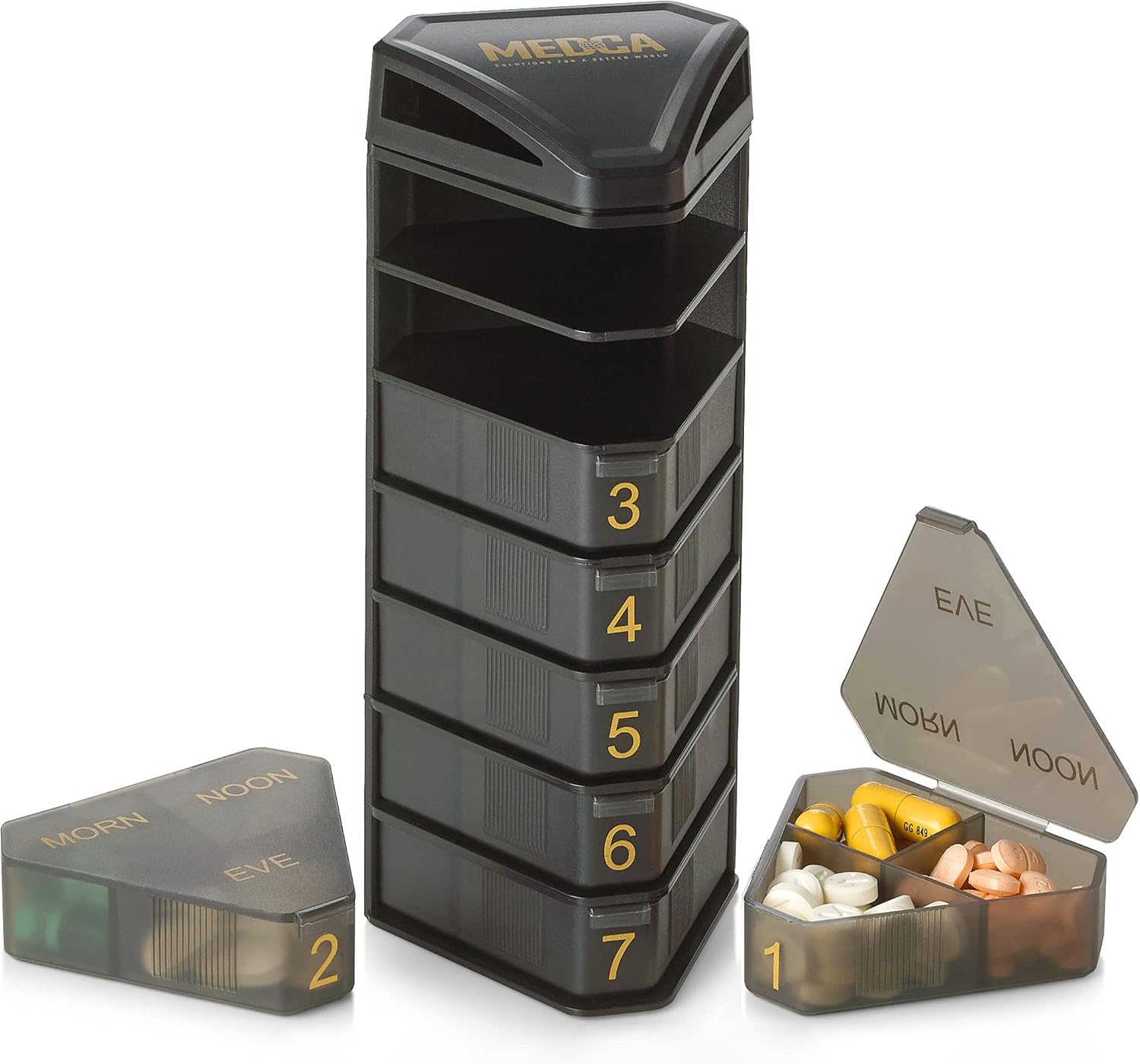 MEDCA Moisture Proof Weekly Stackable Pill Organizer BPA