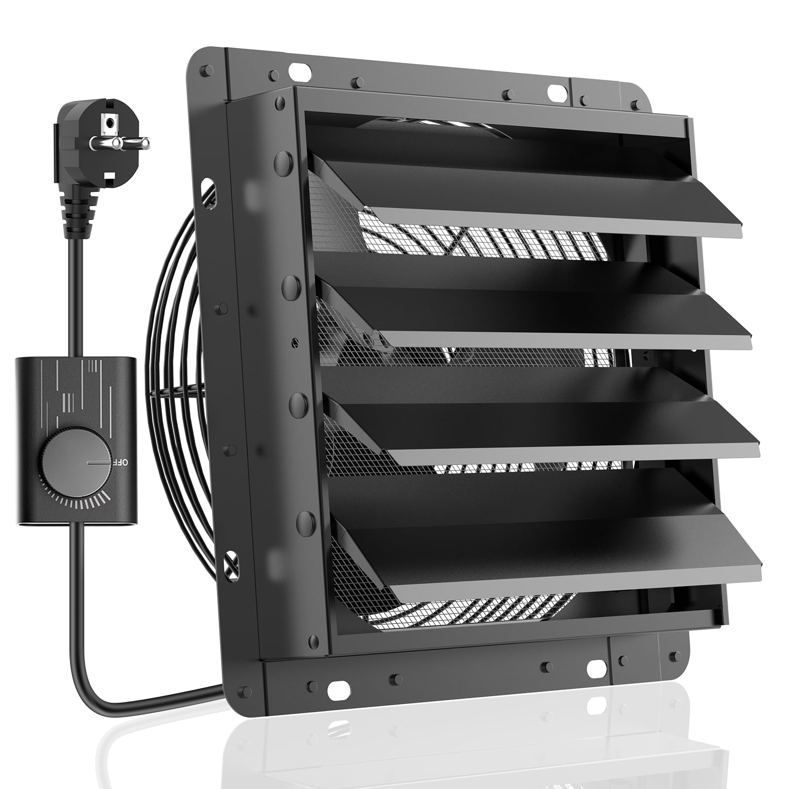 HG Power - Ventilatore di estrazione da 350 mm con regolatore di velocità, ventilatore da parete industriale, 1500 m³/h, ventilatore da parete con griglia in rete, ventilatore per finestre in