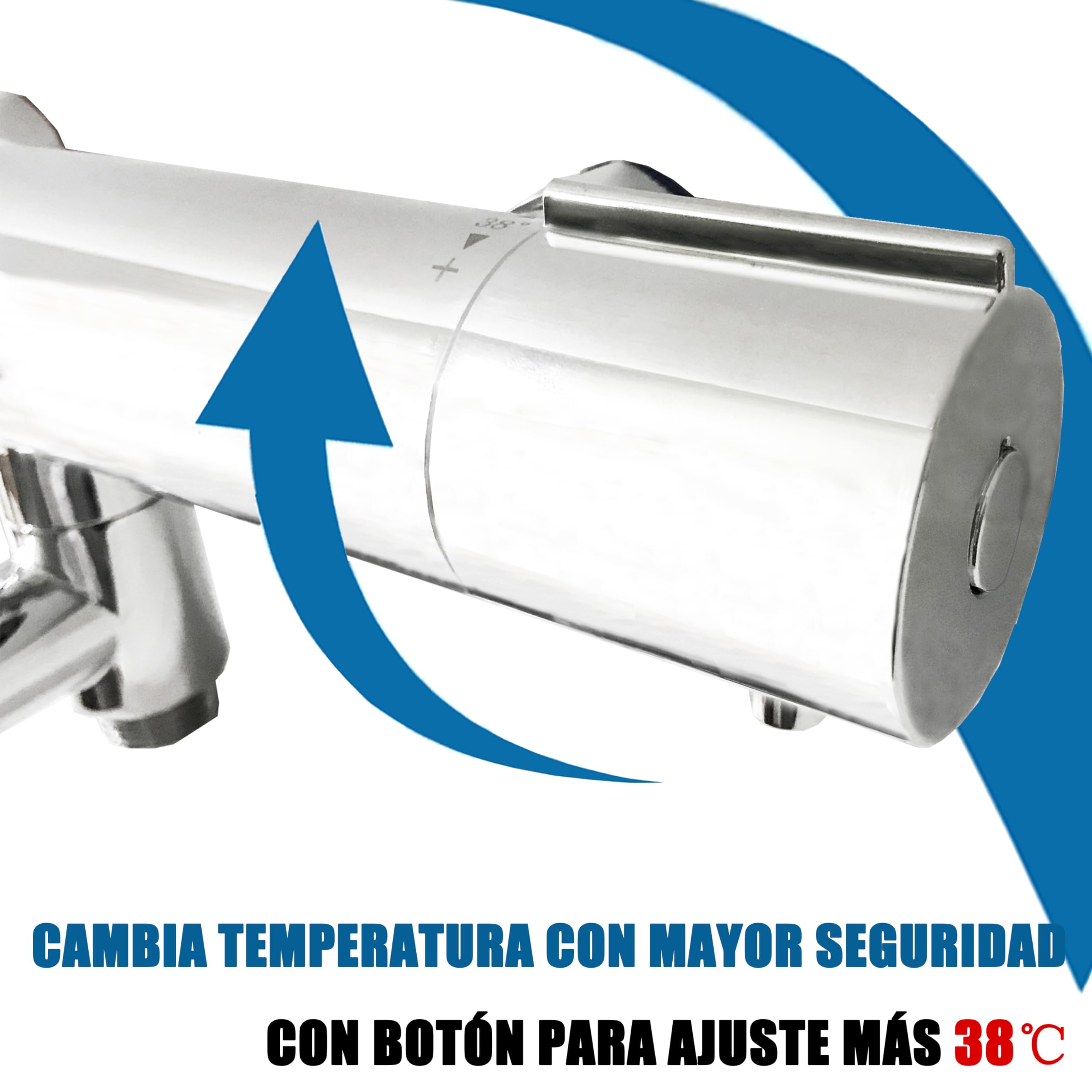 Aica Sanitarios Mezclador Termostático con Grifo Cromado Plata, Termostato de Ducha para Bañera y Baño