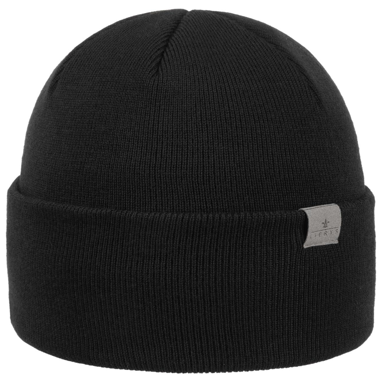 Lierys Fine Merino Knitted hat Women/Men with Turn-up Brim – Made in Germany - Winter hat Made of Merino Wool - Knitted Oversized Beanie - One Size (54-61 cm) - Autumn/Winter Black One Size