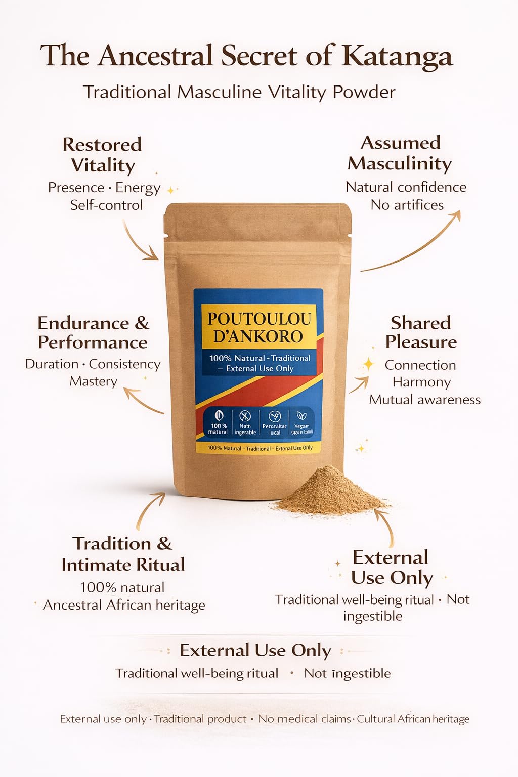 Ankoro,poutoulou 100% naturale del Congo. Afrodisiaco biologico, ritardante premium in polvere bio super potente (prima qualità pura, non miscelato) sacchetto con cerniera da 10 grammi per 15-25